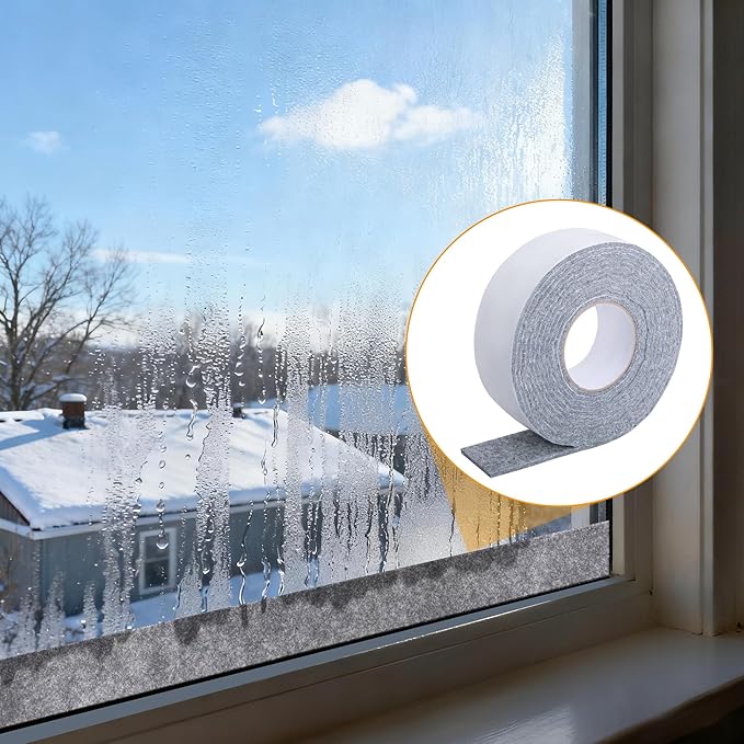 moonoom 2 Roll 16.4 Ft x 2'' Window Condensation Absorber Strip, Thick Window Moisture Absorbent Tape, Reusable Condensation Prevention Felt Strip for Absorbing Water and Keeping Dry - Image 7