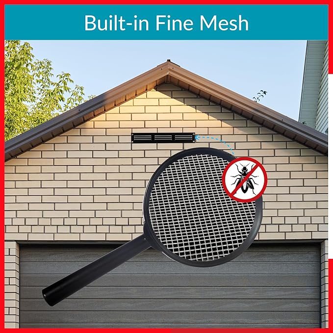 10x1 Vent Cover (Duct Opening) - Black HVAC Return Air Grille for Wall and Ceiling - Metal AC Vent Cover with Mesh - Rectangular Ventilation Register - External Dimensions: 11.81" W x 1.97" H - Image 5