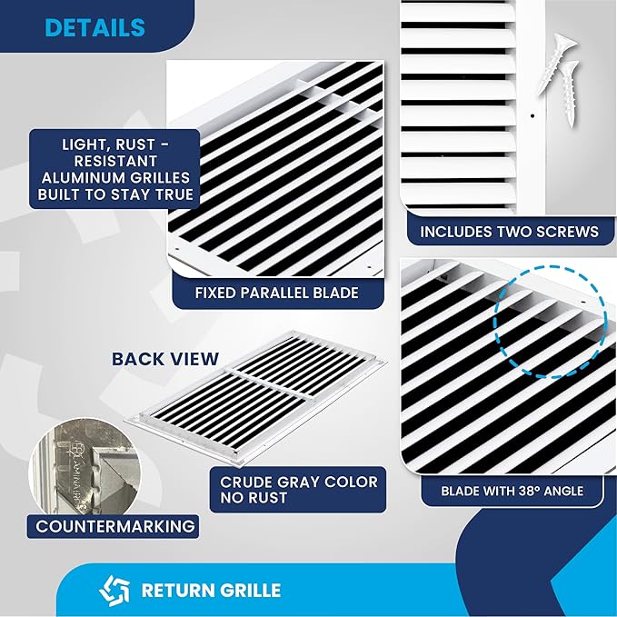 30x12 Inch (Duct Opening) Air Return Vent Cover Decorative – Premium Aluminum AC Vent Cover for Ceiling & Wall, Rustproof Grille, Ideal for Home HVAC Grille, Durable & Easy to Install by ACLAMINAIRE - Image 9