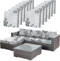 12Pcs Outdoor Stretch Cushion Covers,Waterproof Outdoor Chair Floral Cushion Covers for Patio Furniture, Washable Floral Couch Covers Replacement for Patio Furniture（Blue Grey） by CALBODE