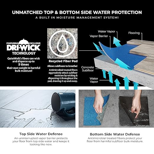 QuietWalk Underlayment 100 sq ft – 3 mm Thick – for Laminate & Hardwood Floors – Approved for Pre-Attached Pad – Recycled Fiber – Floating Install – Sound & Moisture Barrier – Made in USA - Image 19