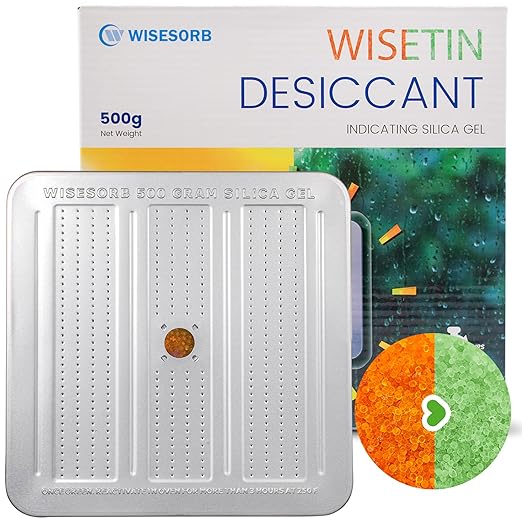 1 Pack 500 Gram Desiccant Canister, Indicating & Rechargeable Gun Safe Dehumidifier, Portable Desiccant Canister, Silica Gel Moisture Absorber for Storage by Wisesorb