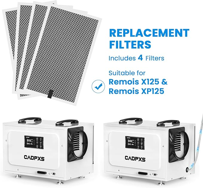 CADPXS Washable MERV-1 Filter Replacement Set for Crawl Spaces Dehumidifiers Remois X125/XP125, 4 Pack - Image 2
