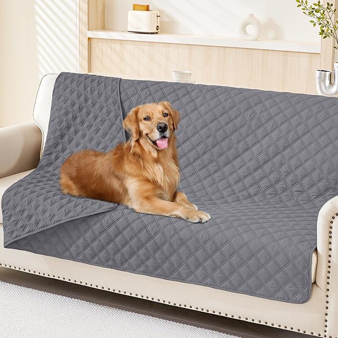 Smiry Waterproof Dog Bed Cover Pet Blanket, Soft Washable Dog Blanket for Furniture Bed Couch Sofa Reversible, Checkered (68"x82", Grey/Grey) by Smiry