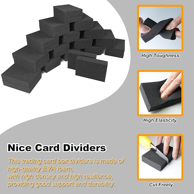 Foam Card Dividers - 48 PCS Card Dividers for Storage Boxes Multifunction Foam Dividers for Trading Cards Shock Absorbing Foam Block for Sport Playing Game Card Packing Cases and Crafts - Image 3
