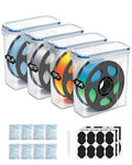 Filament Storage Box 4 Pack for 3D Printer Filament Storage Container Portable with Desiccants and Label Water-Proof Dust-Proof for 1.75mm Filament Transparent Blue by Unknown