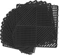 MYFAMIREA Modular Interlocking Cushion 12 Pack 11.8" x 11.8" Rubber Floor Tiles Non-Slip Splicing Drainage Mats for Deck, Pool, Shower, Patio, Balcony, Bathroom, Kitchen, Yard (1 Rows Dots, Black) by MYFAMIREA