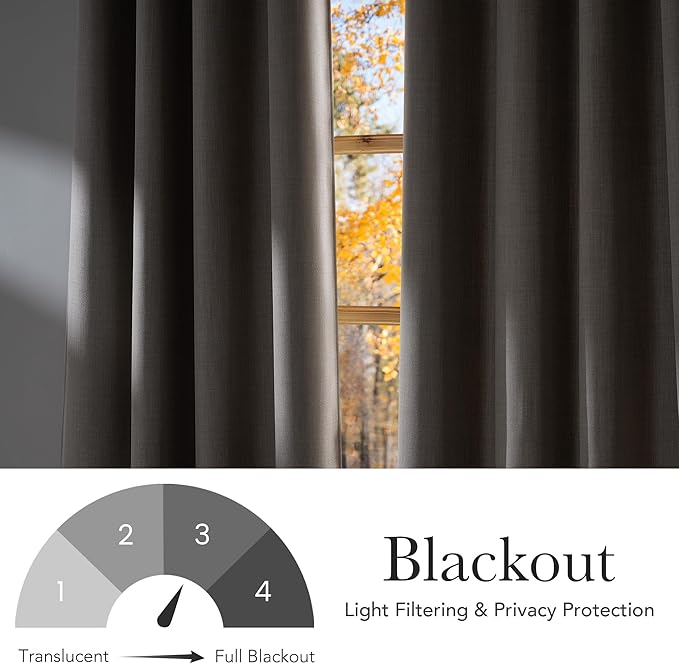 NICETOWN Angora Faux Linen Room Darkening Rod Pocket Curtains 63 inch Length, W42 x L63, Light Blocking Thermal Insulated Noise Reducing Drapes for Bedroom Living Room Farmhouse Decor, 2 Panels - Image 6