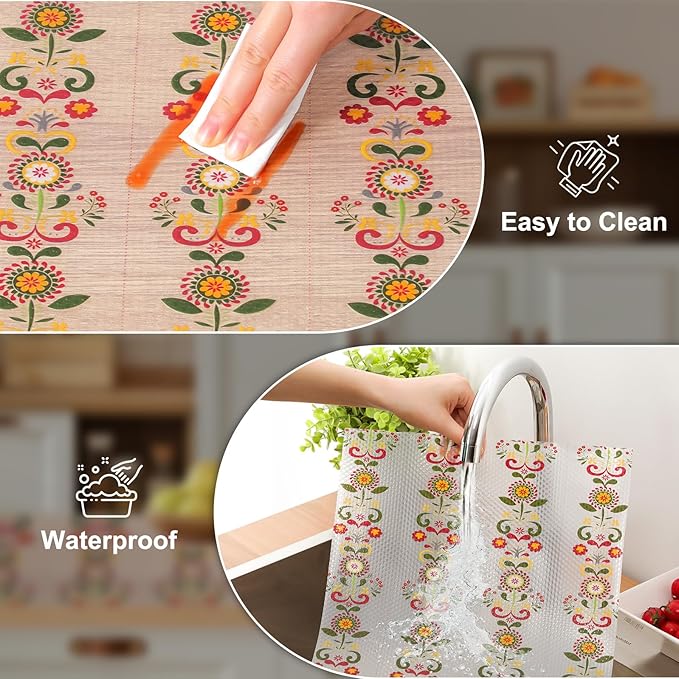 Cooyes Shelf Liner – Non-Slip Cabinet & Drawer Liner for Kitchen – Non-Adhesive Waterproof Shelf Paper with Modern Pattern – Durable EVA Cabinet Mat – Easy to Cut (Sunflower,23.6" W x 118" L) - Image 5