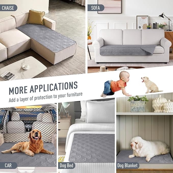 TAOCOCO 100% Waterproof Sofa Cushion Cover Reversible Couch Seat Cover for Dogs Pets Loveseat Couch Cover for Sectional Sofa U Shape Sofa Furniture Protector Sofa Slipcover(Loveseat, Light Gray) - Image 5