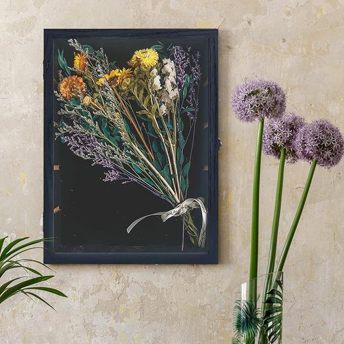 Shadow Box with Shelves, Black 11x14 Deep Memory Shadow Box Display Case for Trinket ,Keepsake Collectibles, Coins Military Medals Pins Wedding Flowers - Image 3