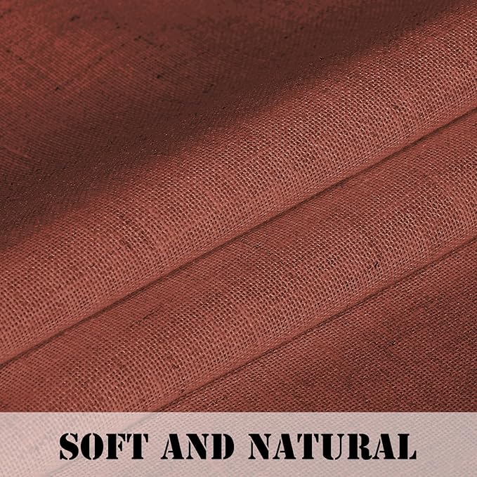 H.VERSAILTEX Linen Curtains Elegant Natural Linen Blended Curtains Energy Efficient Light Filtering/Rod Pocket Window Treatments Panels/Drapes for Living Room (Set of 2, Rust, 52 inch W X 72 inch L) - Image 5