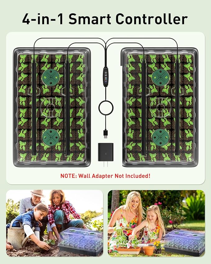 Pawfly 2 Pack Seed Starter Kit, 120 Cells, Seed Starter Trays with Adjustable Grow Light Bars & 4" Humidity Domes, Indoor Seedling Starter Trays, Reusable Plant Germination Trays, Seed Starting Trays - Image 7