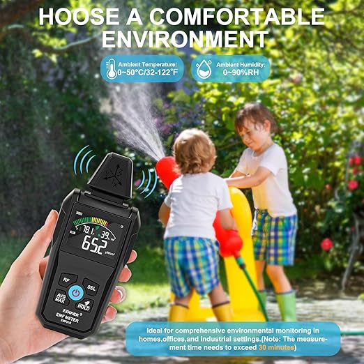EMF Meter Radiation Detector,5-in-1 EMF Detector,Magnetic Field & Radio Frequency Detector for EF MF RF Temperature Humidity,EMF Reader for Home,Office EMF Inspections and Ghost Hunting - Image 6