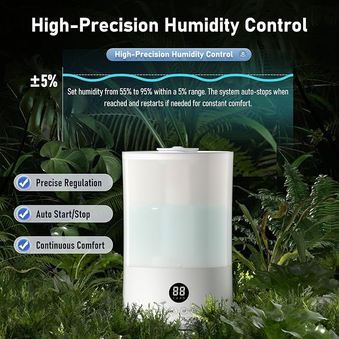 Humidifiers for Bedroom, 4L Top Fill Humidifier for Large Room, 250ml/h Cool Mist Output Humidificador, 24dB Quiet Air Humificador with Remote, Easy to Fill & Clean, fit Baby & Indoor - Image 2
