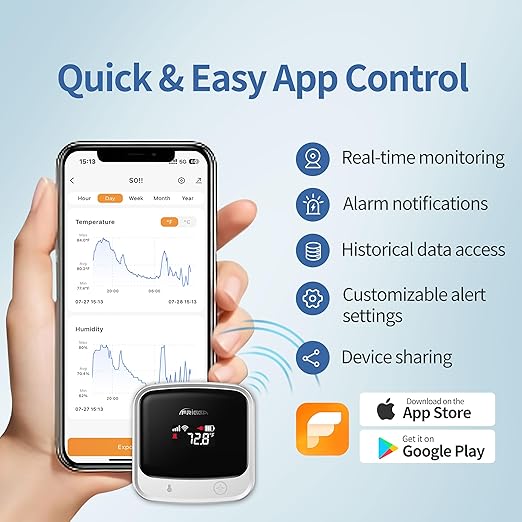 Frigga 4G Cellular & WiFi Temperature Humidity Monitor, 2 Years Subscription Included, Remote Temperature Sensor with App, Email, Voice Alerts for RV, Pets Safety, Vacation Home Monitoring, S0 - Image 6