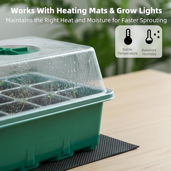 Seed Starter Kit 10-Pack with Humidity Dome, 120 Cells Propagation Trays & Base | All-in-One Mini Greenhouse for Seed Germination and Plant Starting - Image 6