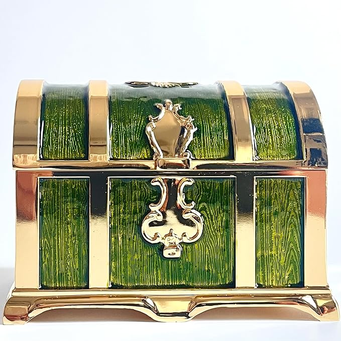 Retro Jewelry Box Arched Vintage Rectangular Metal Chest Necklace Ring Earrings Storage Case for Women Girls (Golden Transparent Green, M) - Image 4