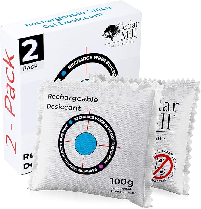 Rechargeable Desiccant Pack – Reusable Moisture Absorber for Gun Safes, Gun Cases, Closet, Car, RV & Storage | Portable Silica Gel Dehumidifier Bags for Humidity & Odor Control by CedarMillFineFirearms