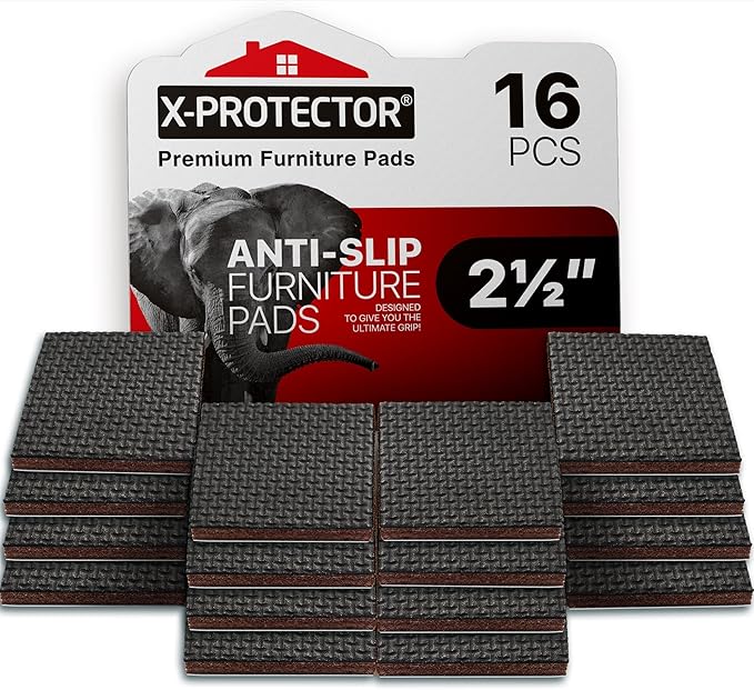 Non Slip Furniture Pads X-PROTECTOR – 16 PCS Furniture Grippers 2 1/2" - Ideal Self-Adhesive Rubber Feet for Furniture Feet – Non Skid Furniture Pads Floor Protectors – Keep Furniture in Place! by X-Protector