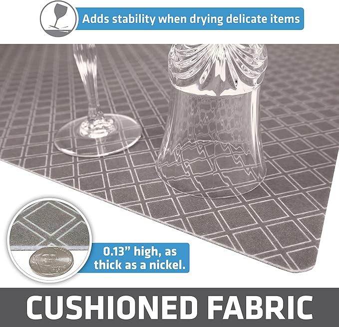 Drymate Premium Luxury Shelf & Drawer Liner, Thick Cushioned Fabric, Non-Adhesive, Absorbent, Waterproof, Slip-Resistant, Liners for Kitchen Cabinets, Cupboards (USA Made)(12”x59”)(24-Pack)(Taupe) - Image 5