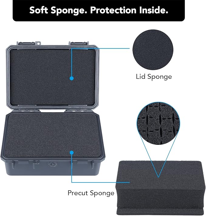 Lykus HC-1820 Mini Hard Case Dry Box with Foam Insert, Interior Size 7.1x4.7x2.7 in, IP66 Splash-Proof, Suitable for Cellphones, Tools, Small Devices and More - Image 2