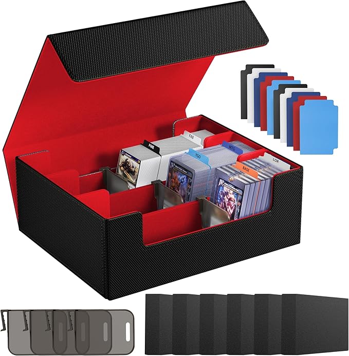 Card Storage Box For Trading Cards 1800+,Card Deck Box With 10 Dividers,6 Foam Stoppers,4 Supporters,Commander Deck Case Fit For Toploaders,MTG,YuGiOh,TCG and Magic Cards by Co-opting