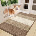 Smiry Dog Door Mat for Muddy Paws, Absorbs Moisture and Dirt, Low-Profile Entryway Mat with Non-Slip Backing, Entry Indoor Outdoor Doormat for Inside Floor (36x24 Inches, Khaki, Striped) by Smiry