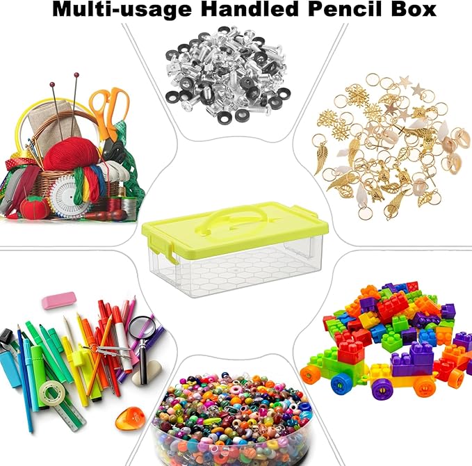 BTSKY 1-Pack Clear Plastic Storage Box with Lid, Stackable Organizer Featuring Easy-Lift Dolphin Design, Multi-Use Portable Container for Home, Craft, Office, Space-Saving with Secure-Clasp, Yellow - Image 4