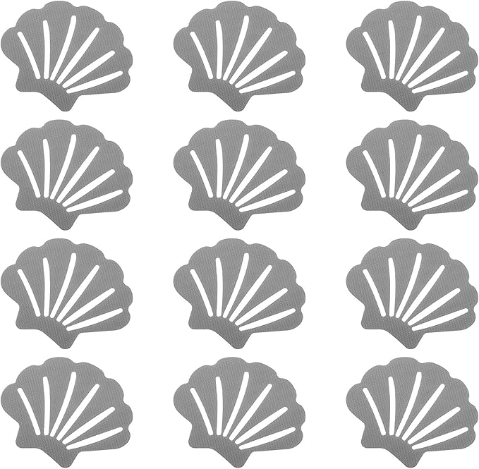 PATIKIL 12 Pcs Non Slip Bathtub Stickers, Anti Slip Shower Stickers Bathroom Shower Floor Decals Sea Shell Shape Cute Treads Tubs, Gray by PATIKIL