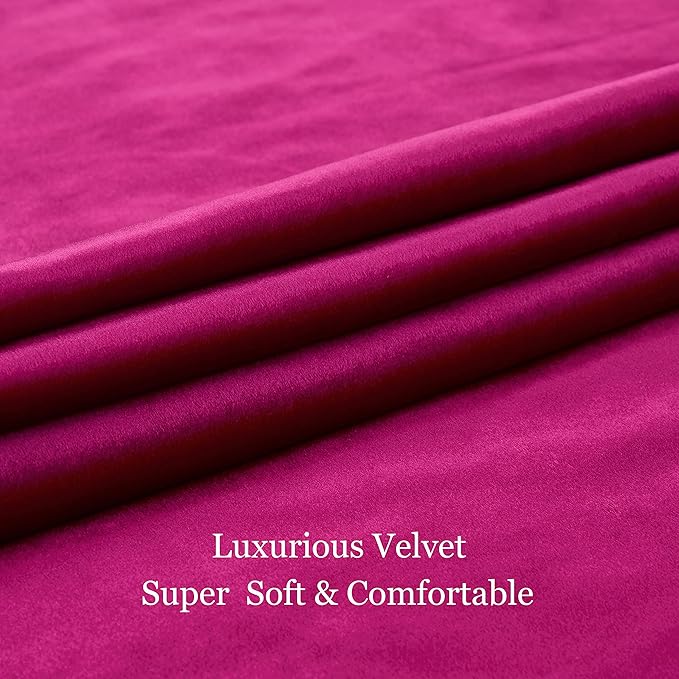 BULBUL Living Room Velvet Window Curtains 96 inch Length- 2 Panels Hot Pink Blackout Window Drapes Curtain Thermal Insulated Room Darkening Decor Grommet Curtains for Bedroom - Image 7