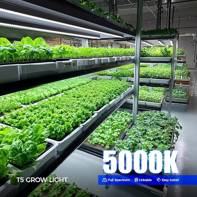 Barrina T5 Plant Lights for Indoor Growing, 4FT 160W (8 X 20W) Led Grow Light with Magnetic Design, Full Spectrum Grow Light Strip with Black Cover, Plug and Play, 5000K, 8 Packs - Image 3