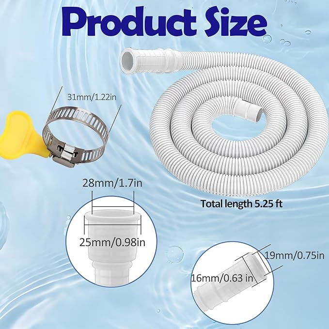 Dehumidifier Drain Hose Kit (5.25FT) – Universal PVC Corrugated Drain Hose with Stainless Steel Clamp & Thumb Screw, Leak-Proof Design, Fits Most Dehumidifiers and Portable Washing Machines - Image 7