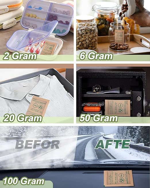 100 Gram (15 Pack) Kraft Clay Desiccants Packs, Premium Food Grade Desiccant - Rechargeable Moisture Absorbers for Food Storage, Electronics, 3D Filament & Safes - Image 4