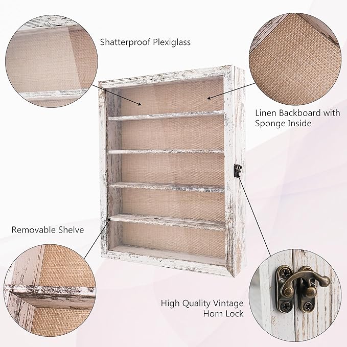 Shadow Box Frame with Removable Shelves, White 11x14 Deep Memory Box Display Case for Keepsake Collectibles, Coins Military Medals Pins Wedding Flowers - Image 7