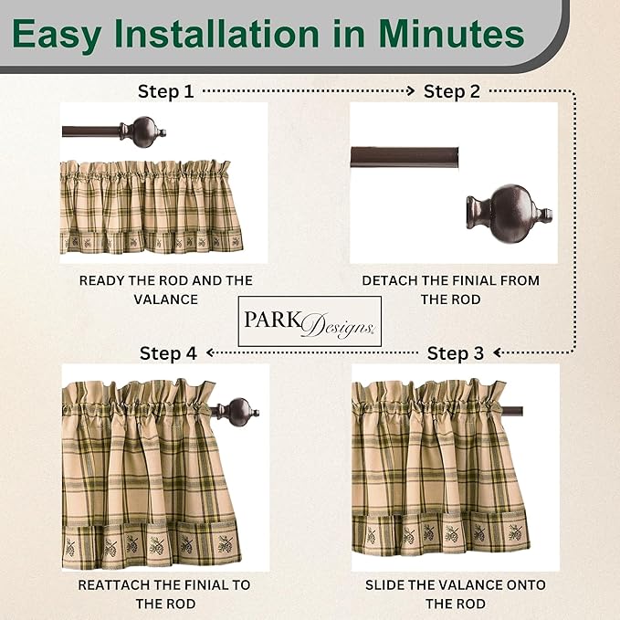 Park Designs Farmhouse Kitchen Valances for Windows - Plaid Pine Lodge | Fall Decor Window Valance Curtains | Plaid Curtain Valances for Windows | Boho Living Rooms & Bathrooms | 72" x 14" - Image 4