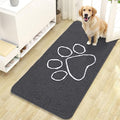 OLANLY Dog Door Mat for Muddy Paws 47x24, Paw Print Design, Absorbs Moisture and Dirt, Absorbent Non-Slip Washable Doormat, Quick Dry Chenille Mud Mat for Dogs, Entry Indoor Entryway Carpet, Dark Grey by OLANLY