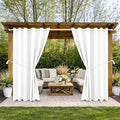 Water Proof Outside Curtains with Grommet Top for Porch, W84 x L120 Thermal Insulated Washable Light Block Outdoor Divider Drapes for Patio Gazebo Deck Pool Area Pergola Cabana (2 Panels) by DivaenCamino