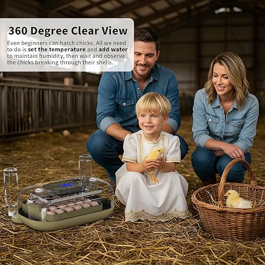 XOTTI Incubator for Hatching Eggs, 24 Egg Incubator with Precise Temperature Control, Auto Egg Turner, 360° Clear View, LED Candler, Alarm for Chicken Duck Quail Goose for Home School Farm Lab - Image 8