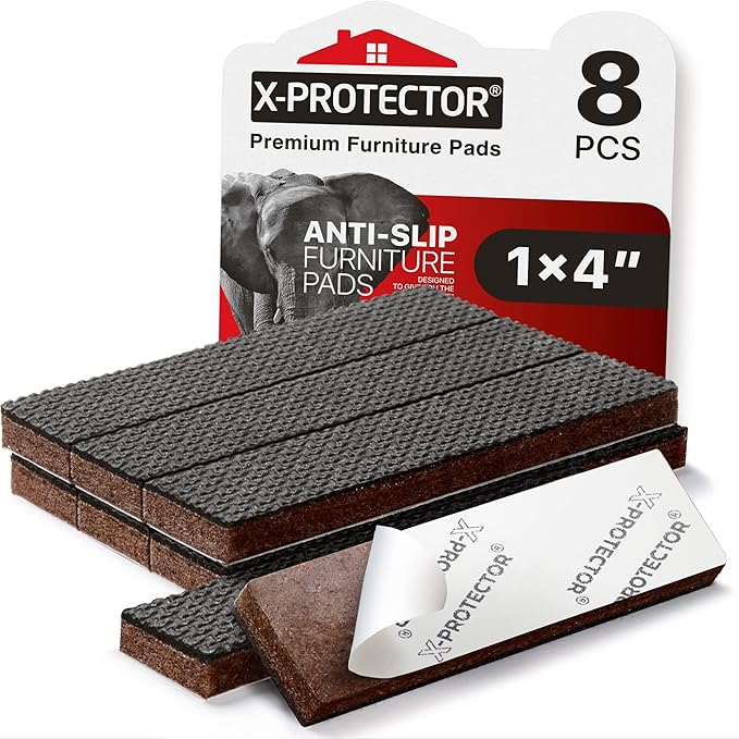 X-PROTECTOR Non-Slip Furniture Pads 8 PCS 1” x 4” - Rubber Furniture Grippers - Self-Adhesive Floor Protectors Grips for Furniture Feet! by X-Protector