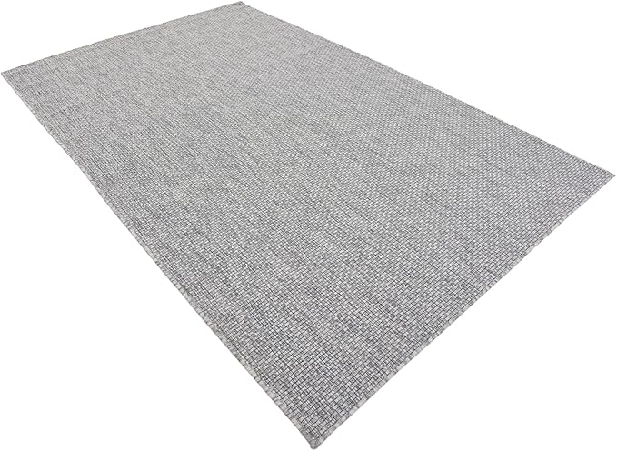 Unique Loom Collection Casual Transitional Solid Heathered Indoor/Outdoor Flatweave Area Rug (5' 3" x 8' Rectangle, Light Gray/Ivory) - Image 4