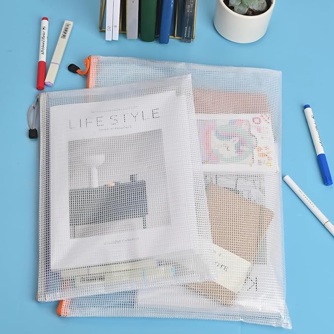 Mesh Zipper Pouch Bags,Zipper Pouches,Mesh Zipper Bags for Organizing,Storage Bags for Office Supplies,Puzzle & Board Game Storage. (A3(10 Pcs)+A4(10 Pcs)) - Image 6