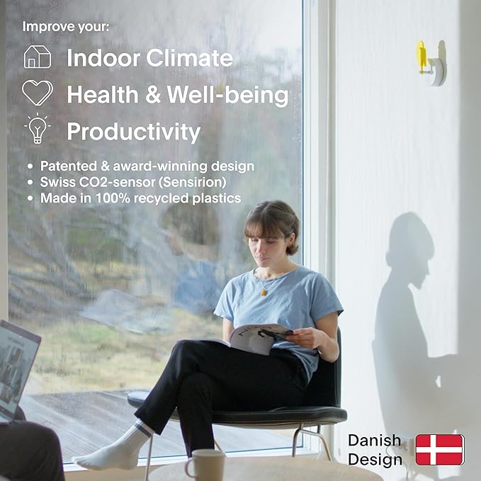 Birdie 2.0 - Design Indoor CO2 Monitor - Air Quality Meter for Home & Office - Modern Interior Decor -Visual Air Quality Sensor for Fresh Air - Wall Mounted -Swiss Sensor Technology-Yellow, FullBirdie - Image 2
