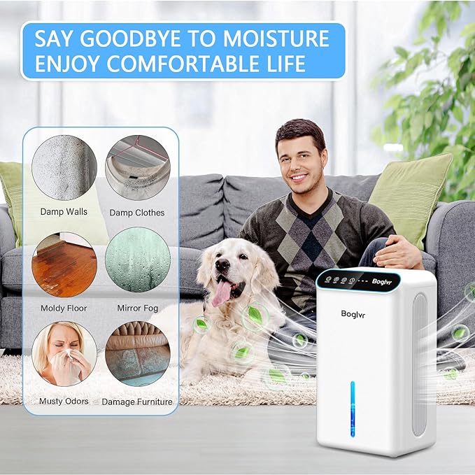 Dehumidifiers, Dehumidifier for Home (85 OZ, 800 sq.ft) Quiet Small Dehumidifier for Bedroom Bathroom Basement with Drain Hose, 3 Gear Timer, Sleep Mode, Auto Shut Off, 7 Color Ambient Light - Image 7