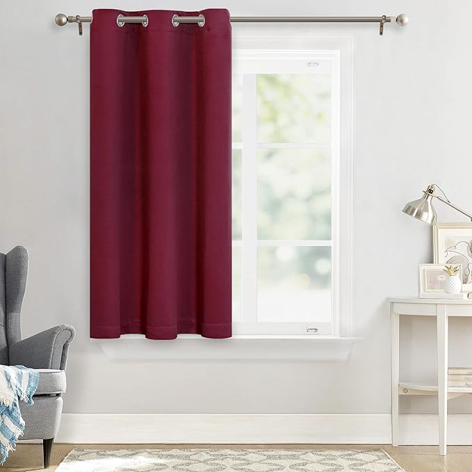 MYSKY HOME Blackout Curtain for Bedroom, Short Curtains for Kitchen Grommet Room Darkening Curtain, Amazing Triple Weave Thermal Insulated Christmas Curtains, 1 Curtain Panel,42 x 54 Inch, Burgundy - Image 7