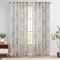 jinchan Linen Blend Curtain Floral Curtains for Living Room 84 Inch Length Grey Printed Curtain Rod Pocket Back Tab Farmhouse Peony Flower Patterned Drapes Bedroom Window Curtains Set 2 Panels by JINCHAN