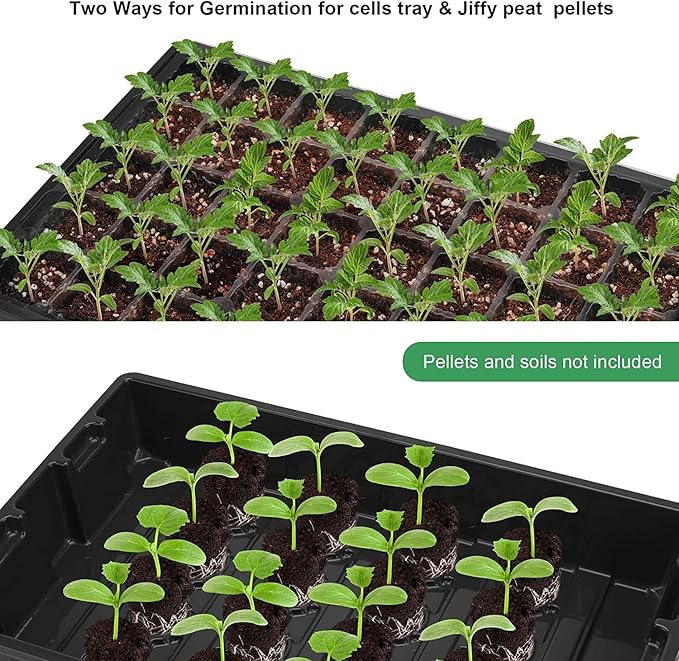 MIXC Seedling Trays Seed Starter Tray, 10-Pack Mini Propagator Plant Grow Kit Greenhouse with Humidity Vented Domes and Base for Seeds' Starting (40 Cells Per Tray, Total 400 Cells), Black - Image 2