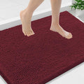 Smiry Luxury Chenille Bathroom Rugs 36x24, Extra Soft and Absorbent Shaggy Bath Mat, Machine Washable, Non-Slip Plush Carpet Runner for Tub, Shower, and Floor, Home Decor Accessories, Burgundy by Smiry