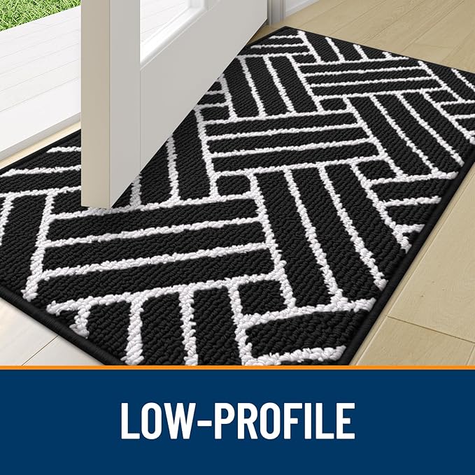 OLANLY Indoor Door Mat, 36x24 Inch, Dirt Resistant and Absorbent, Non-Slip Rubber Backing Floor Mats, Easy Clean Low-Profile Doormat for Entryway, Front Door, and Inside Entrance, Deep Black - Image 4