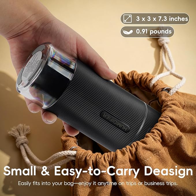 Portable Small Humidifiers for Travel, Mini Air Ultrasonic Humidifier with Filter Element - Cool Mist, Whisper Quiet, Nightlight, 350ML Tank, Car Modes, Perfect for Baby, Bedroom, Hotel, Desk, Plants - Image 7
